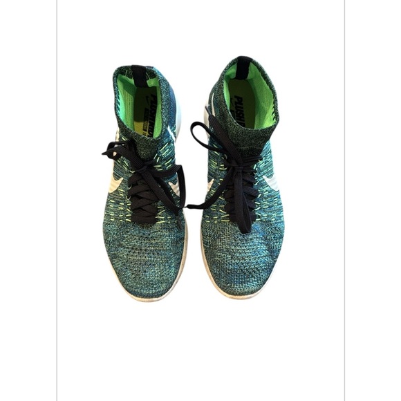 Nike Lunarepic Flyknit Rio Blue Poison Green Volt High Top Sneakers Size 9.5 - Picture 1 of 16